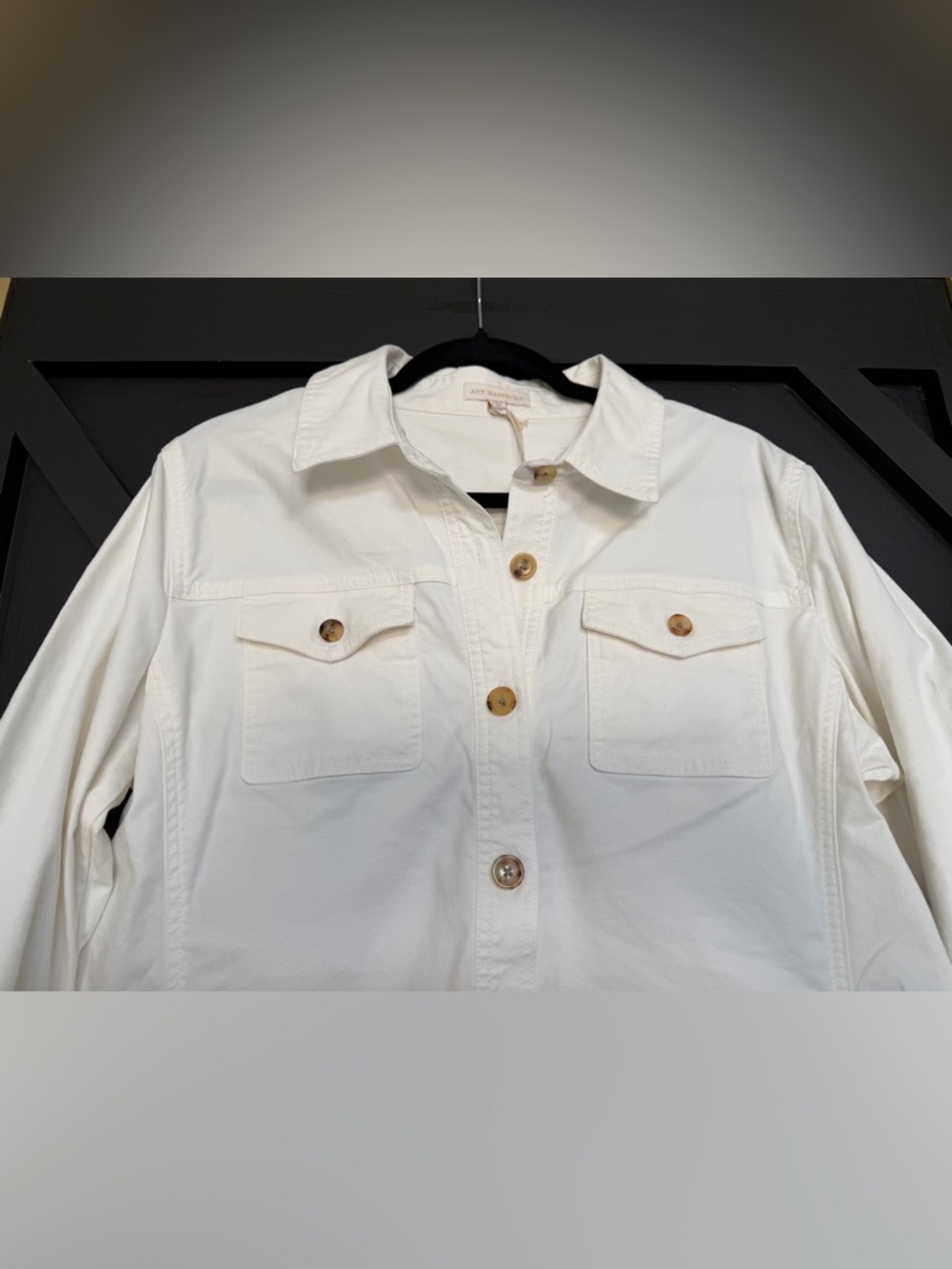 Ann Mashburn Chore Jacket in Cream, Size Large - Picture 3 of 9